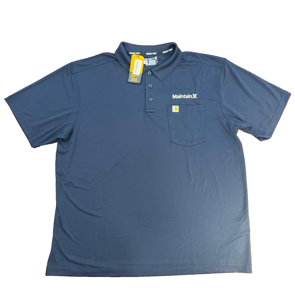 New Carhartt Force Shirt mens XL Blue Short sleeve polo Snag Resistant Pocket - Picture 2 of 12